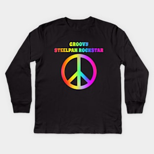 Groovy Steelpan Player Peace Halloween Party Retro Vintage Kids Long Sleeve T-Shirt